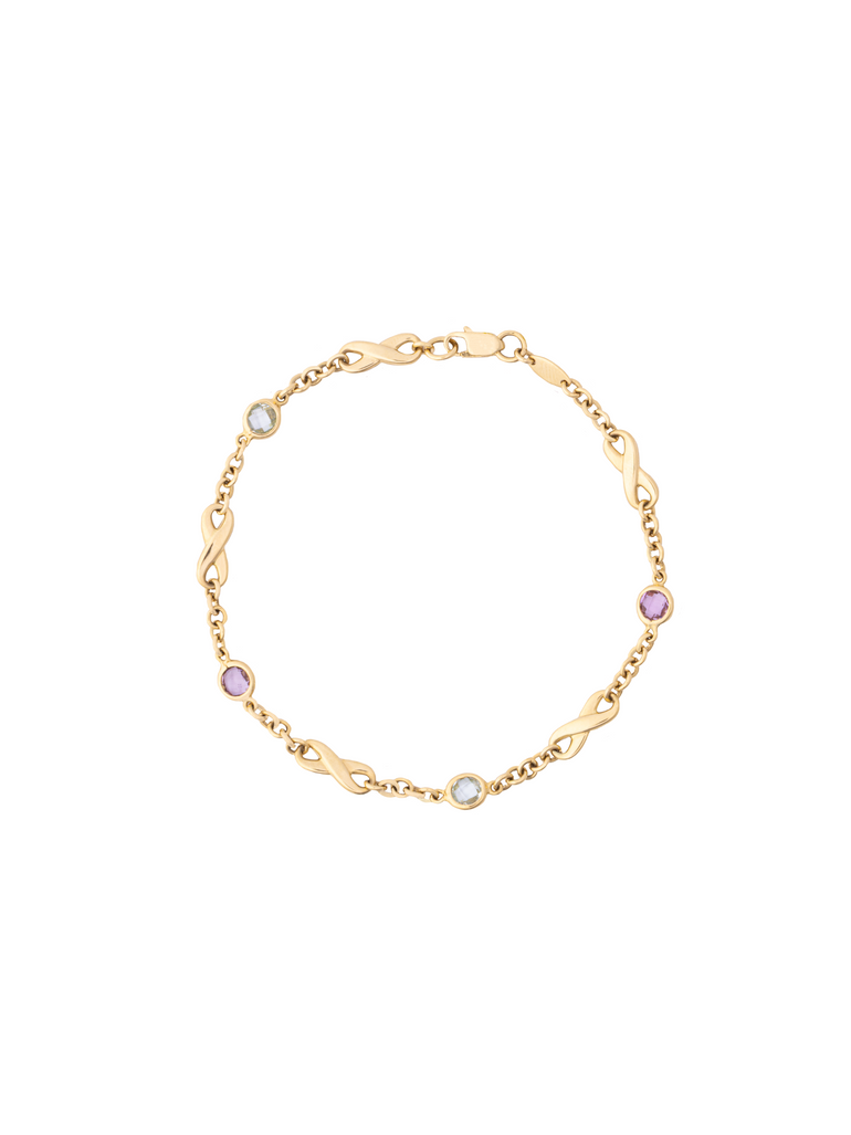 Pulsera Piedras Colores Con Infinitos Oro 14k