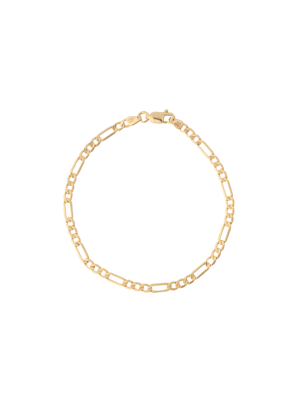 Pulsera Eslabon Figaro 3mm Con Textura Oro 14k