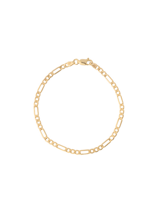 Pulsera Eslabon Figaro 3mm Con Textura Oro 14k