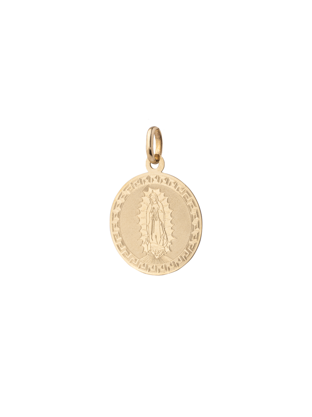 Dije Redondo Virgen Completa Planchada Oro 14k