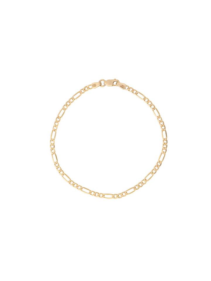 Pulsera Eslabon Figaro 2mm Con Textura Oro 14k