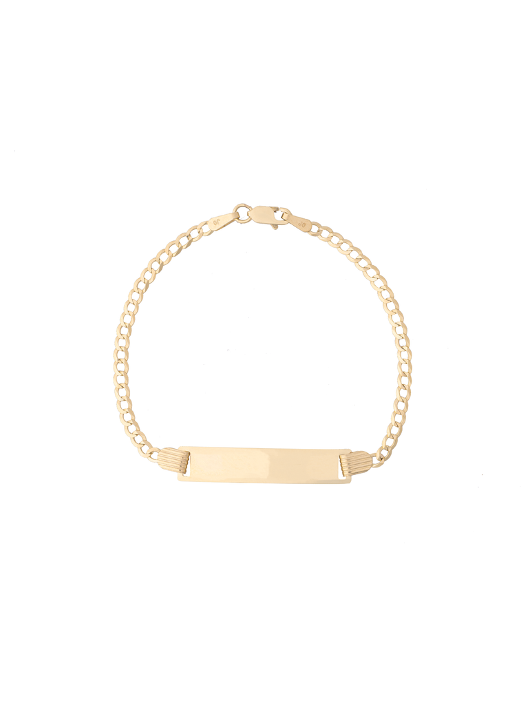 Esclava Eslabon Cubano 2.5 mm Niño/a Con Placa Oro 14k
