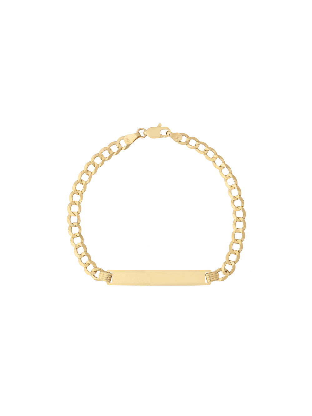 Esclava Eslabon Cubano 4.6 mm Con Placa Oro 14k