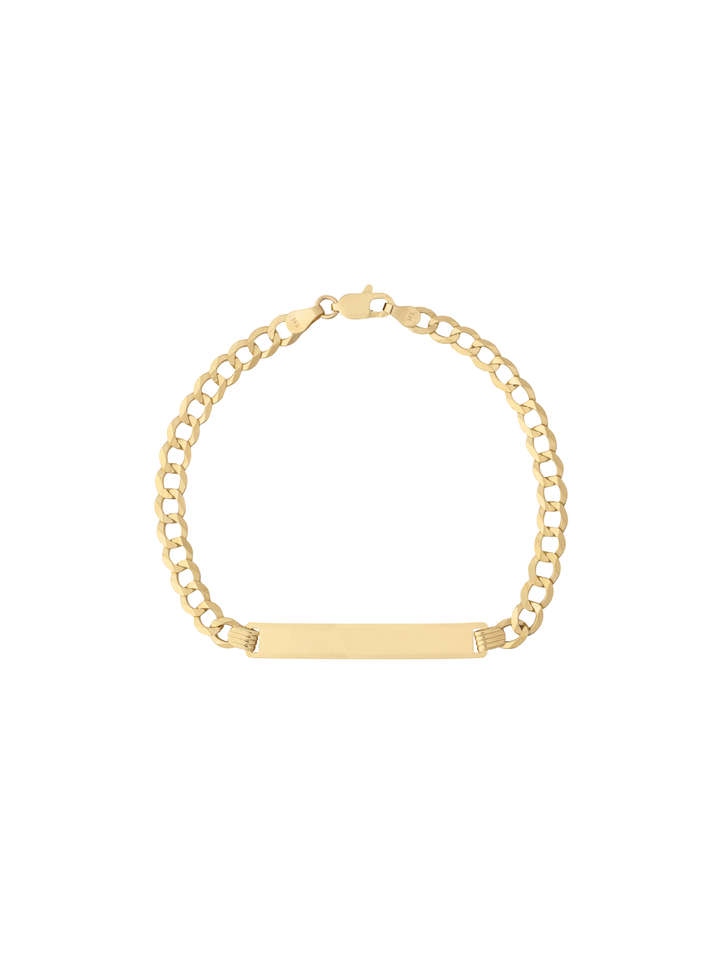 Esclava Eslabon Cubano 4.6 mm Con Placa Oro 14k