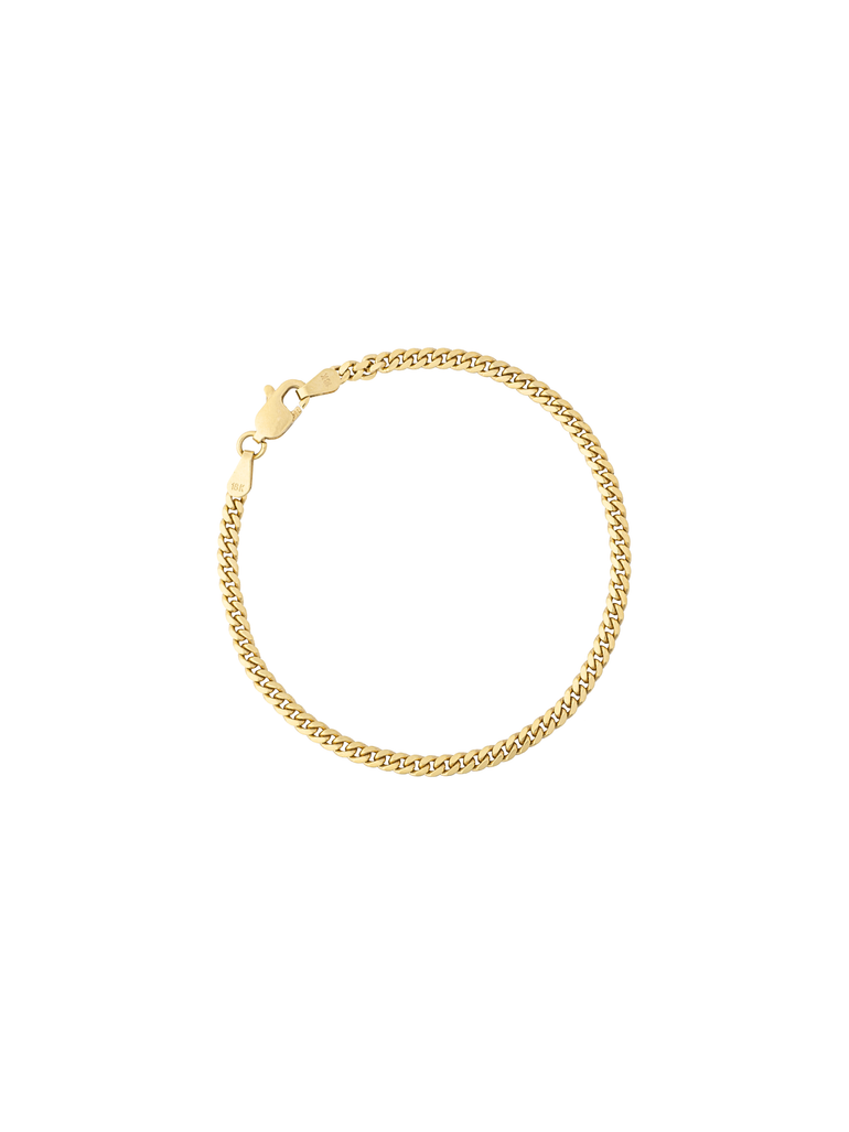 Pulsera Delgada Eslabon Cubano Oro 14k