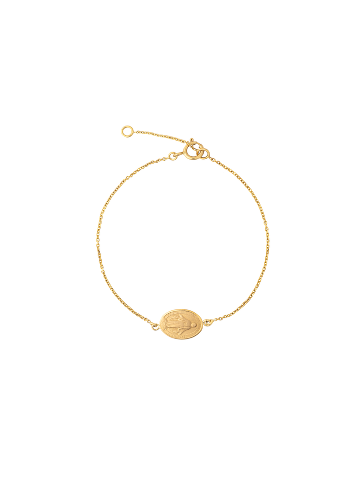 Pulsera Con Medalla Virgen Milagrosa Oro 14k