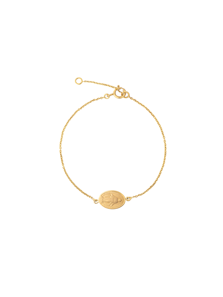 Pulsera Con Medalla Virgen Milagrosa Oro 14k