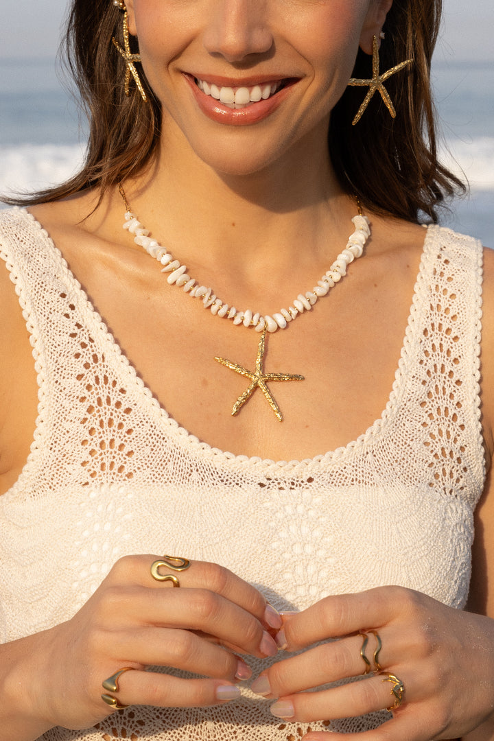 Collar Con Piedra Natural y Estrella de Mar