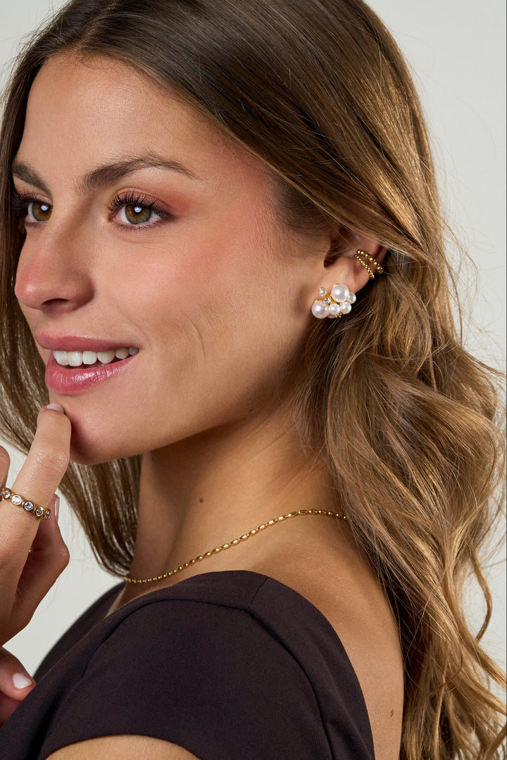 Par Arete Perlas Con Zirconia