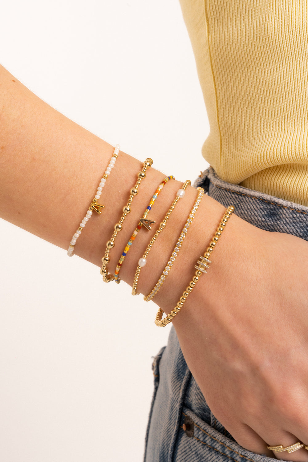 Pulsera Bolitas Con Dije Zirconias Gold Filled