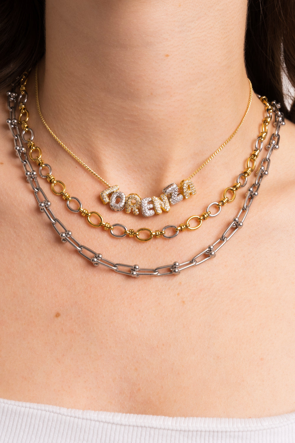 Personaliza Tu Collar Con Inicial Mini Bubble Combinado Zirconias