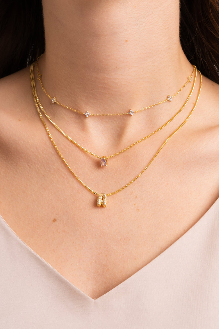 Collar Birthstone Gota Dorado