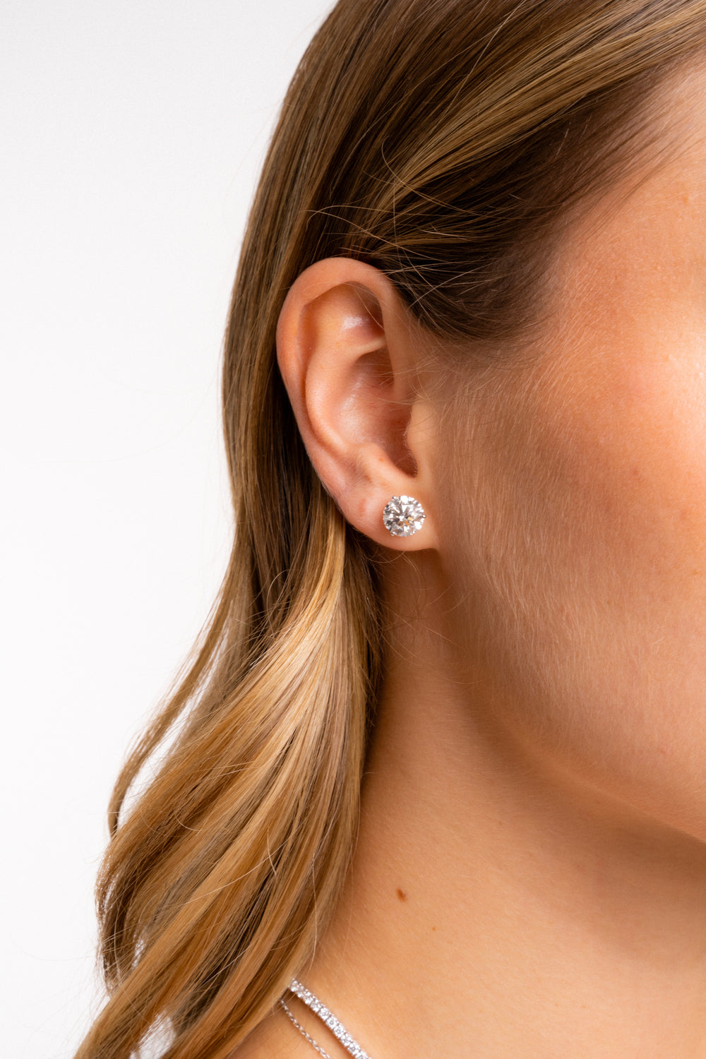 Par Aretes 3.5 Ct Round Diamantes Lab Grown