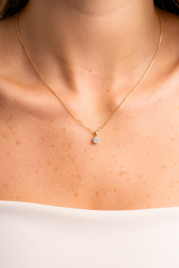 Collar Dije Solitario 0.51 Ct Diamante Lab Grown