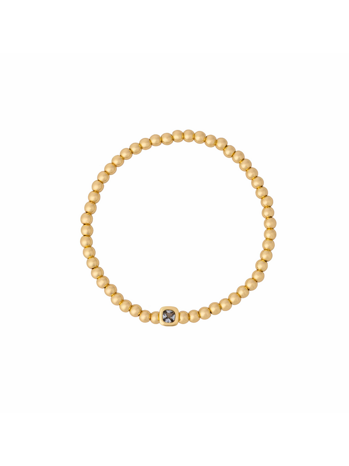 Pulsera Birthstone Bolitas Doradas
