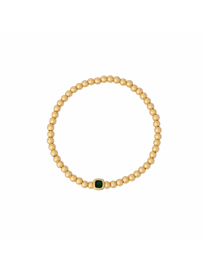 Pulsera Birthstone Bolitas Doradas