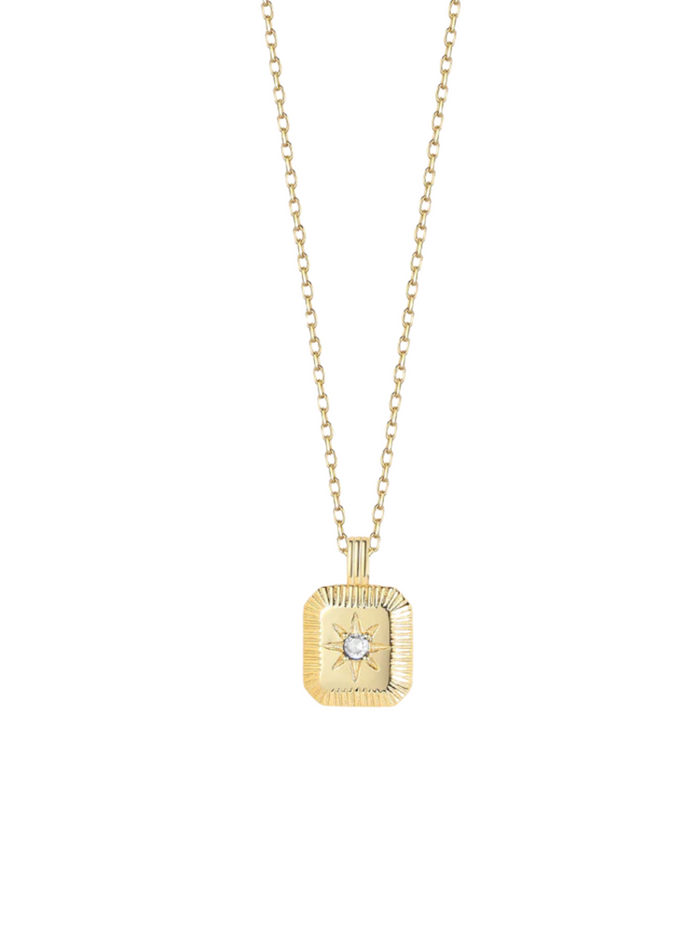 Collar Dije Cuadrado Estrella Piedra Cristal