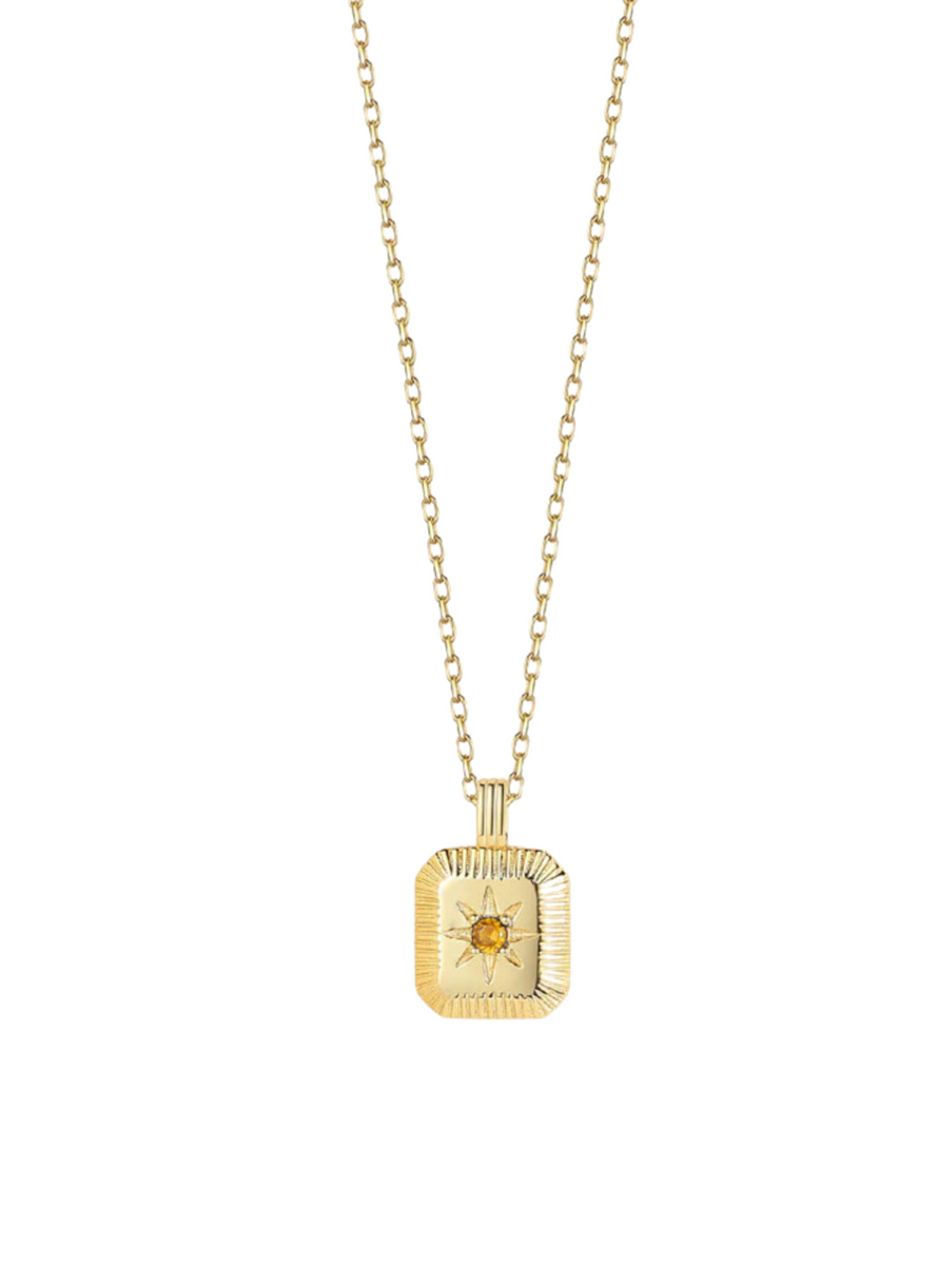 Collar Dije Cuadrado Estrella Piedra Topacio
