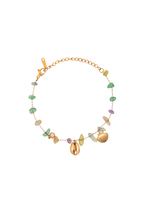 Pulsera Piedras De Colores Con Concha