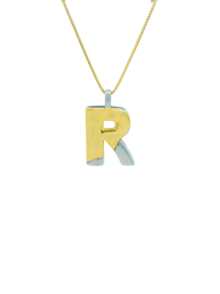 Collar Inicial R Combinado Con Textura