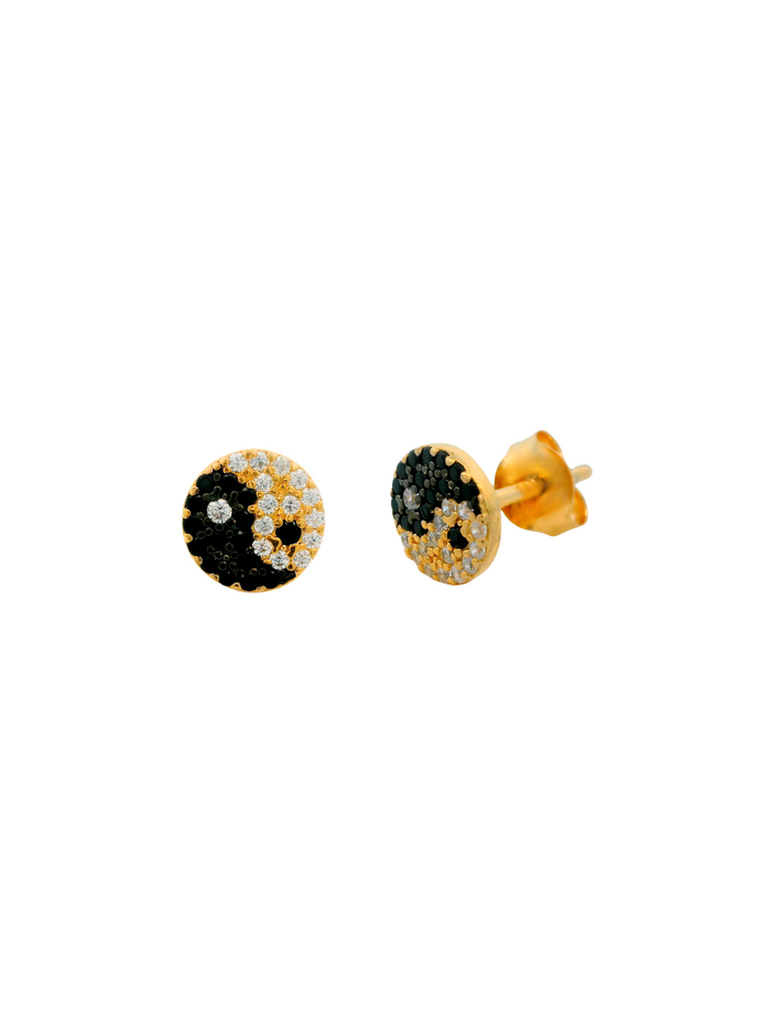 Par Arete Yin Yang Dorado Con Zirconia