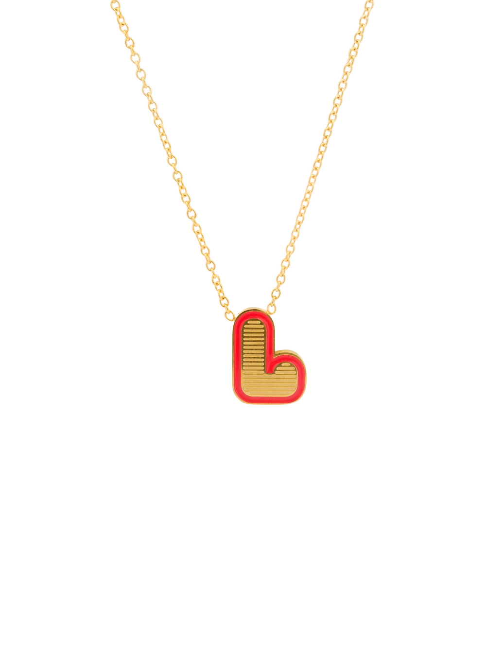 Collar Inicial L Dorado Contorno Rosa