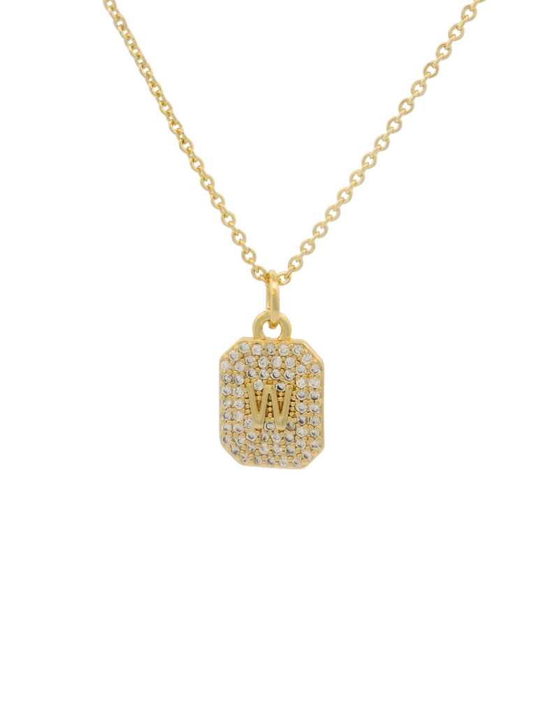 Collar Dije Inicial W Con Zirconias