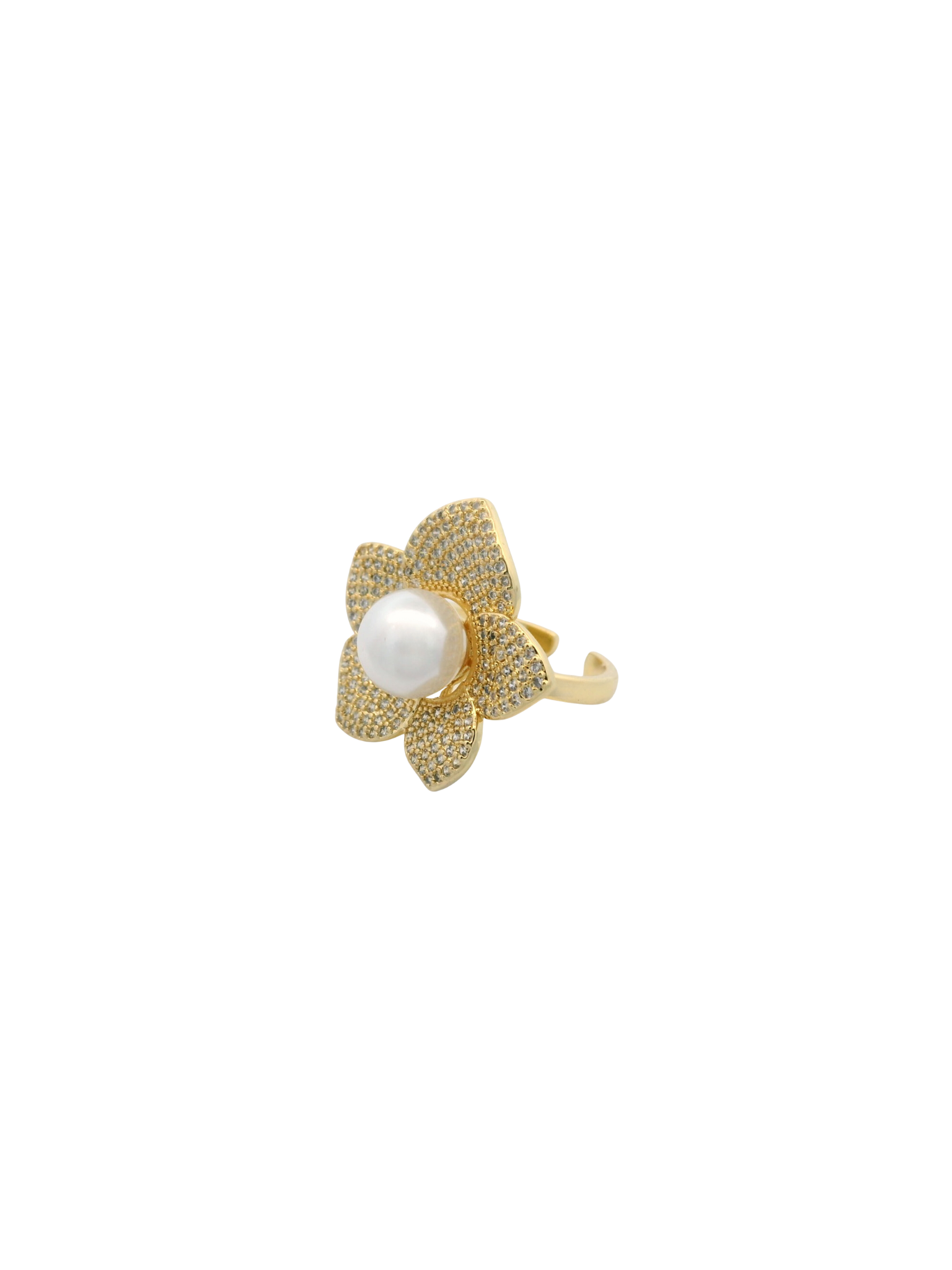 Anillo Flor Con Perla