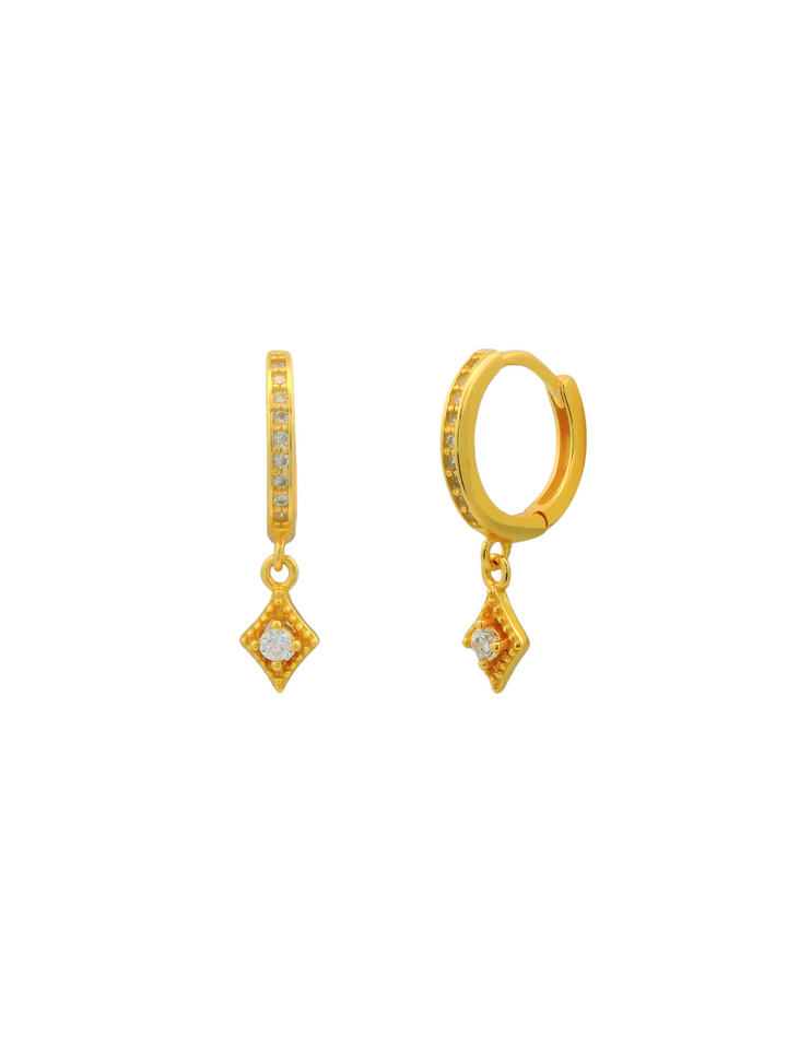 Par Arracada Mini Rombo Con Zirconia