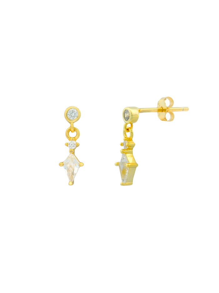 Par Arete Doble Zirconia Con Rombo