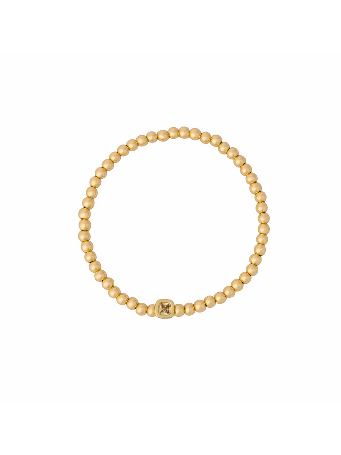 Pulsera Birthstone Bolitas Doradas