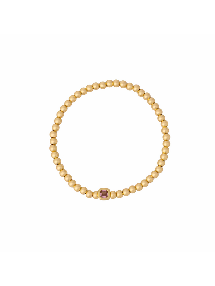 Pulsera Birthstone Bolitas Doradas