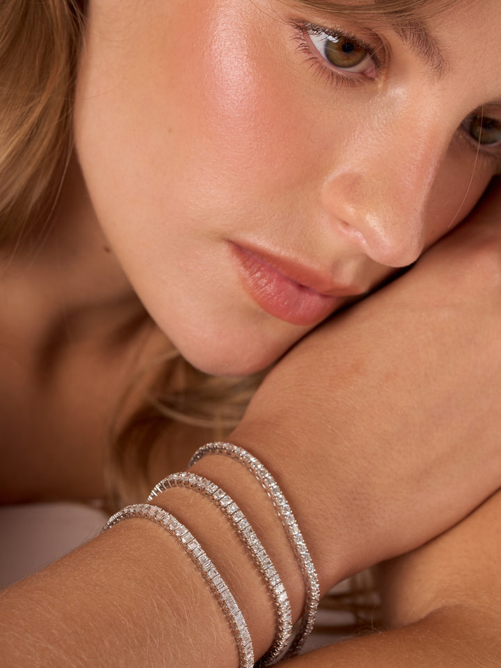 Tennis Bracelet Corte Baguette 8 Ct Diamantes Lab Grown