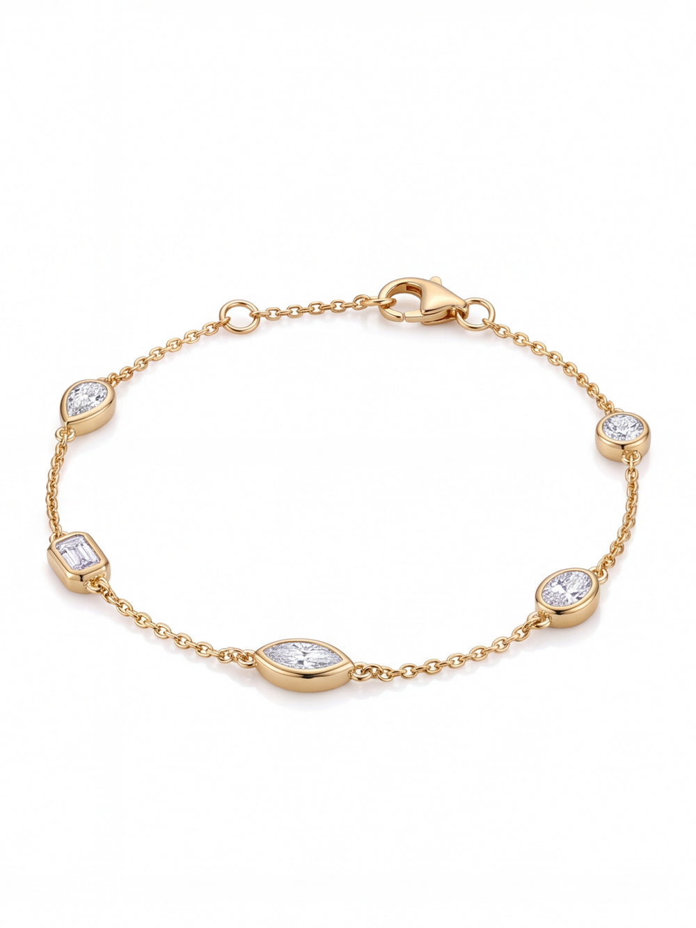 Pulsera Diamantes Lab Grown En Bisel Cortes Mixtos 1 Ct