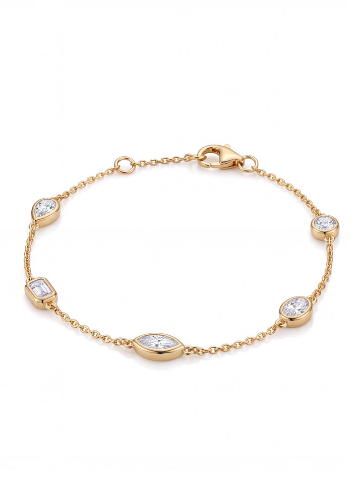 Pulsera Diamantes Lab Grown En Bisel Cortes Mixtos 1 Ct