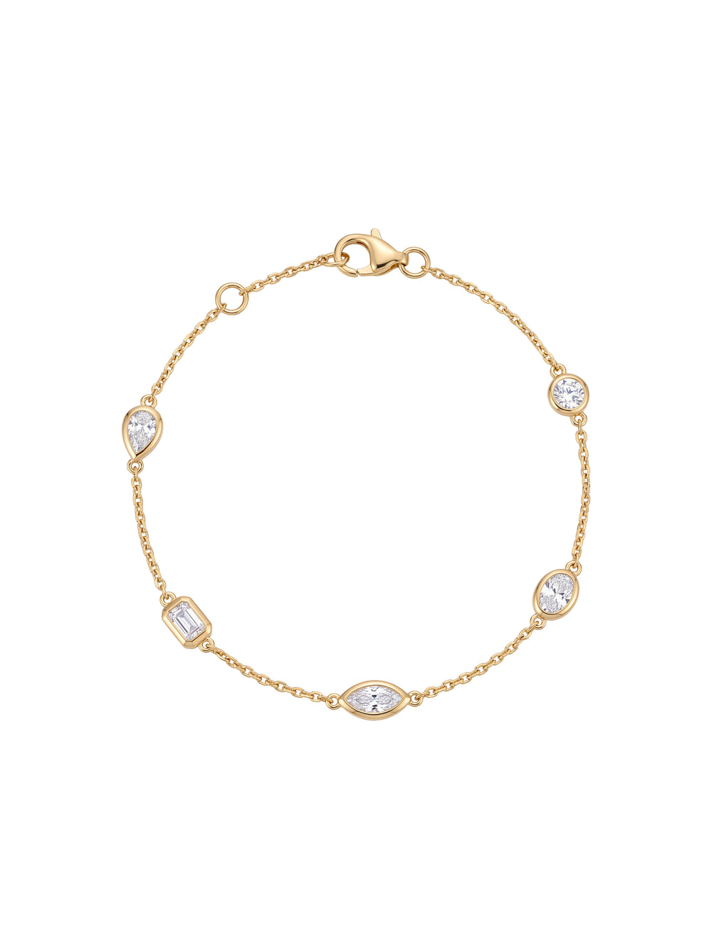 Pulsera Diamantes Lab Grown En Bisel Cortes Mixtos 1 Ct