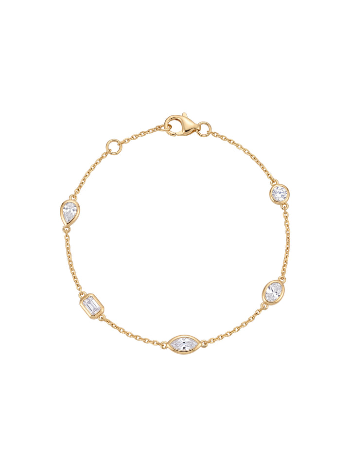 Pulsera Diamantes Lab Grown En Bisel Cortes Mixtos 1 Ct