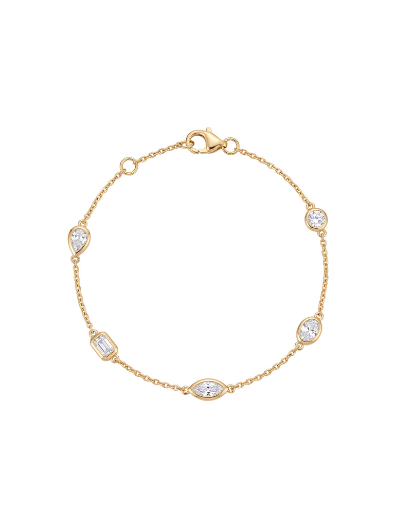 Pulsera Diamantes Lab Grown En Bisel Cortes Mixtos 1 Ct