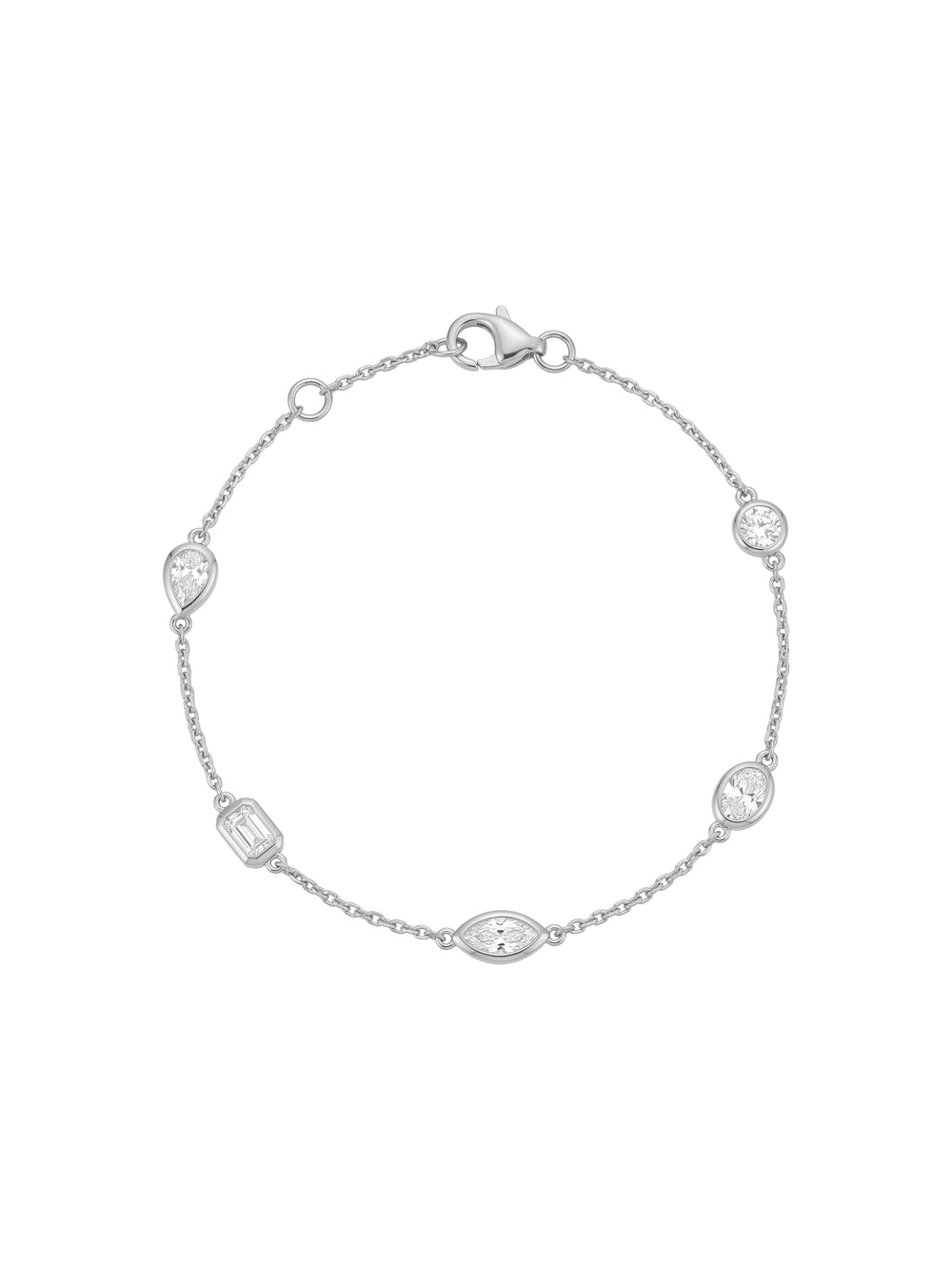 Pulsera Diamantes Lab Grown En Bisel Cortes Mixtos 1 Ct