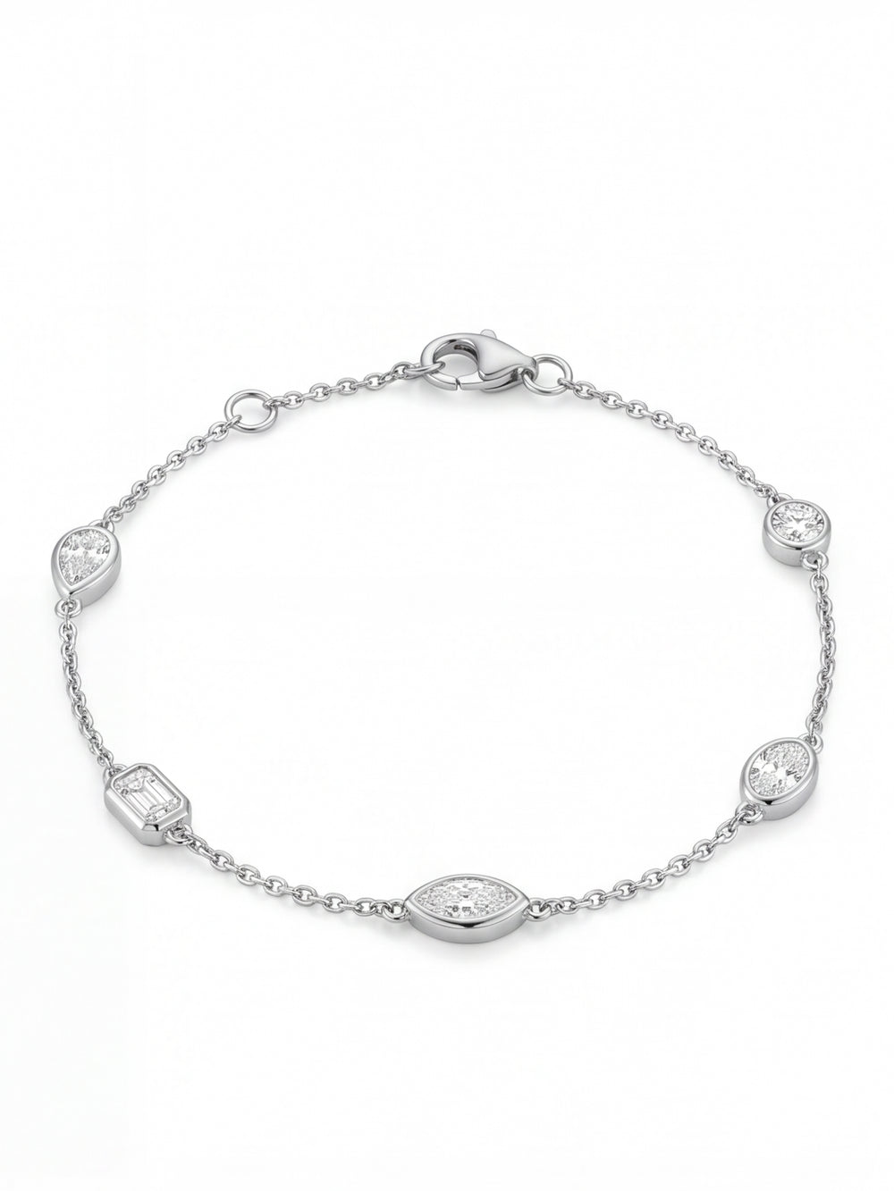 Pulsera Diamantes Lab Grown En Bisel Cortes Mixtos 1 Ct