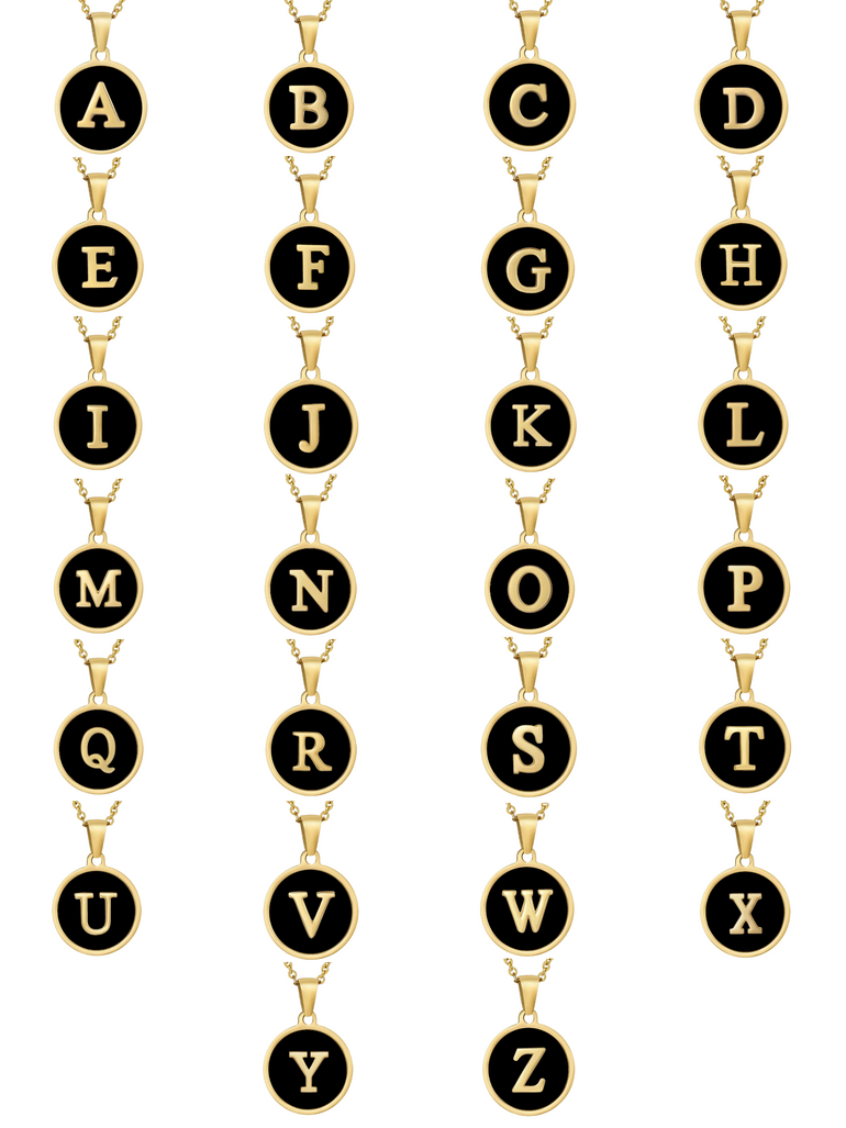 Collar Con Inicial Fondo Negro