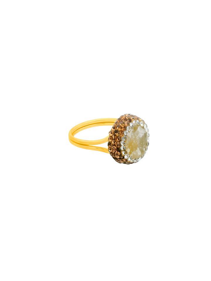Anillo Con Cuarzo Dorado