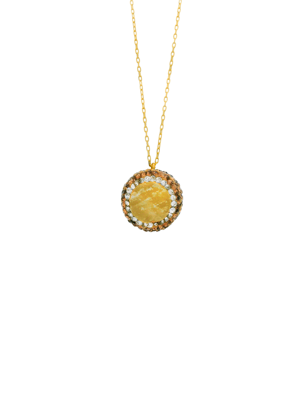Collar Con Dije Cuarzo Dorado