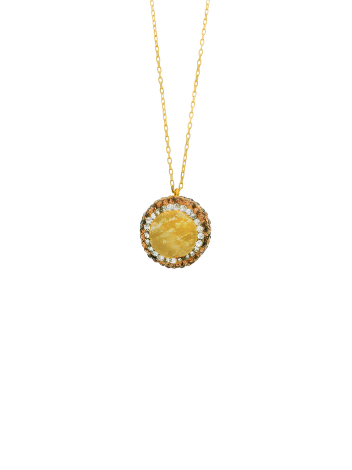 Collar Con Dije Cuarzo Dorado