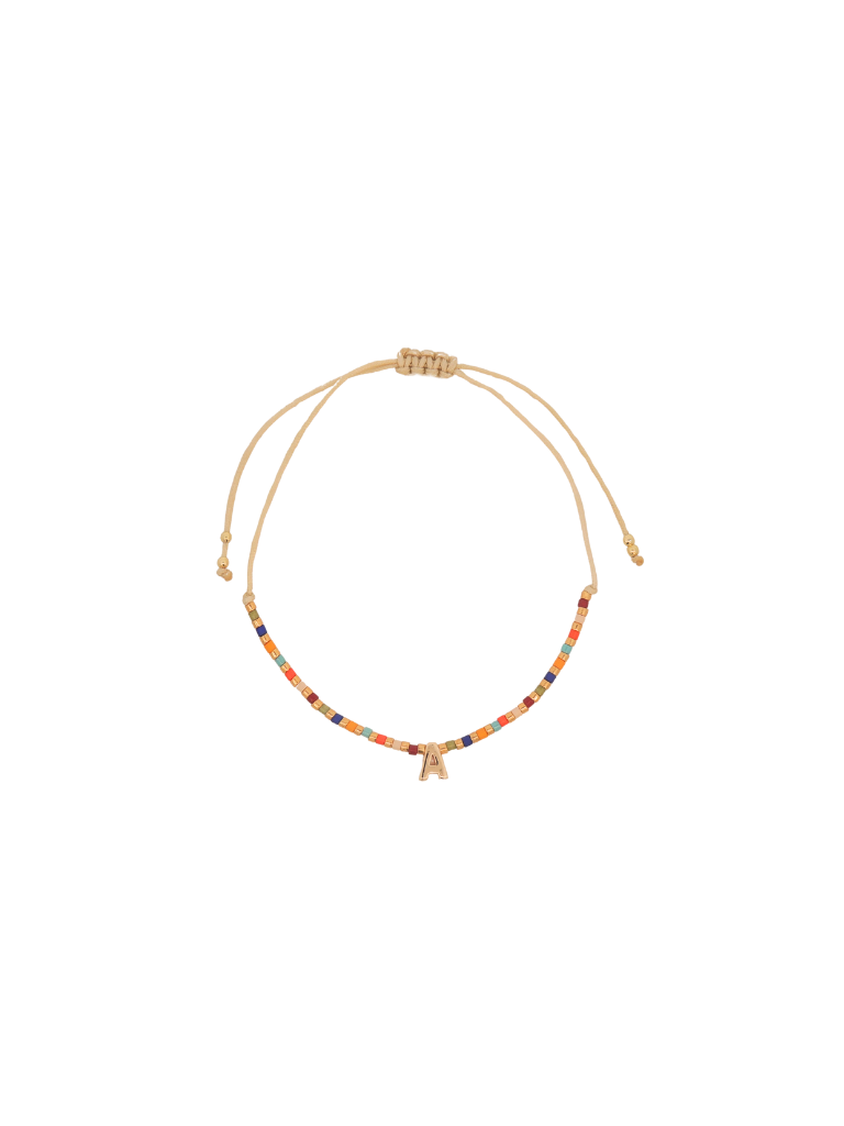 Pulsera Chaquiras Rainbow Con Inicial