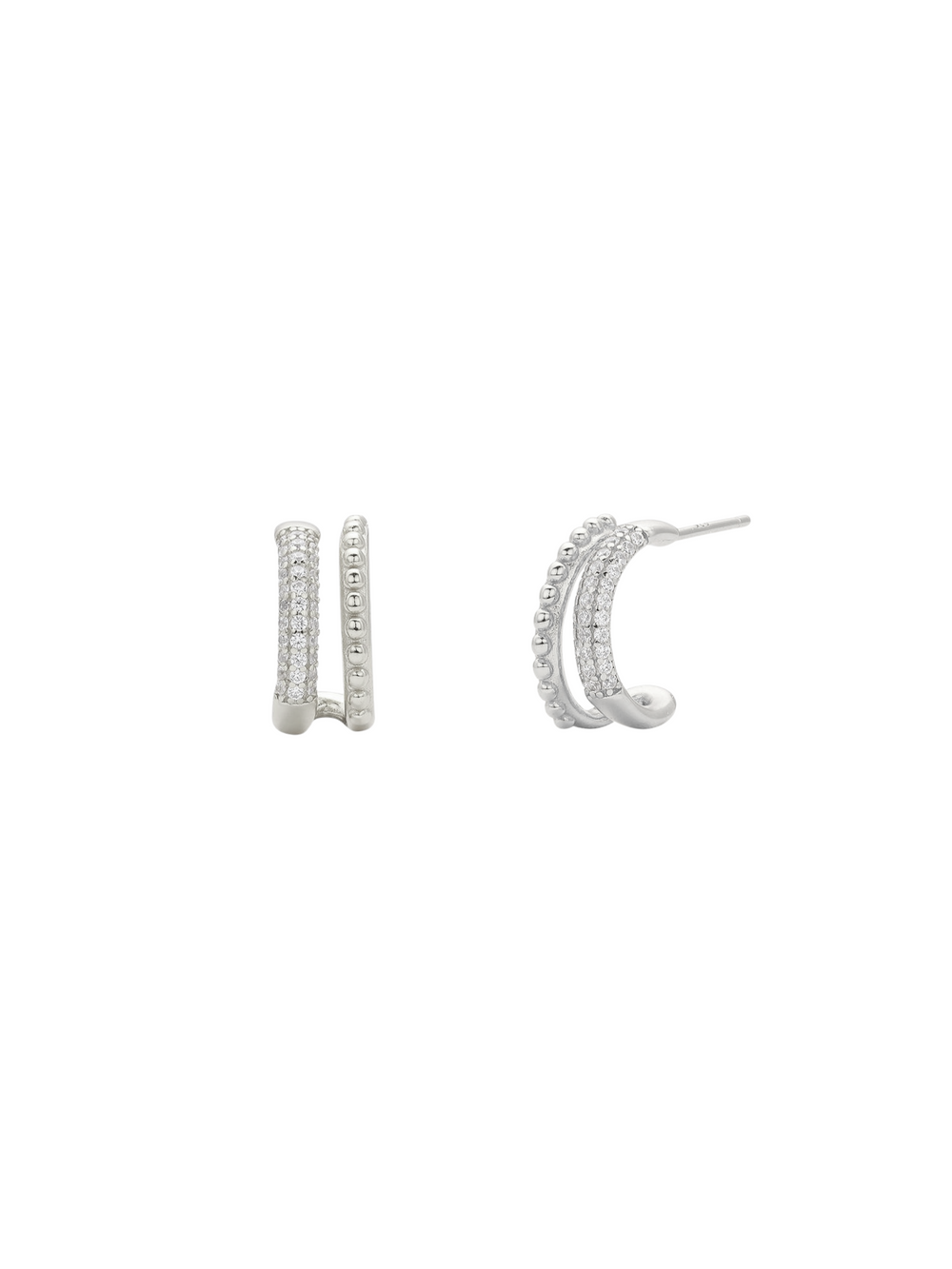 Par Semi Arracada Doble Con Zirconias