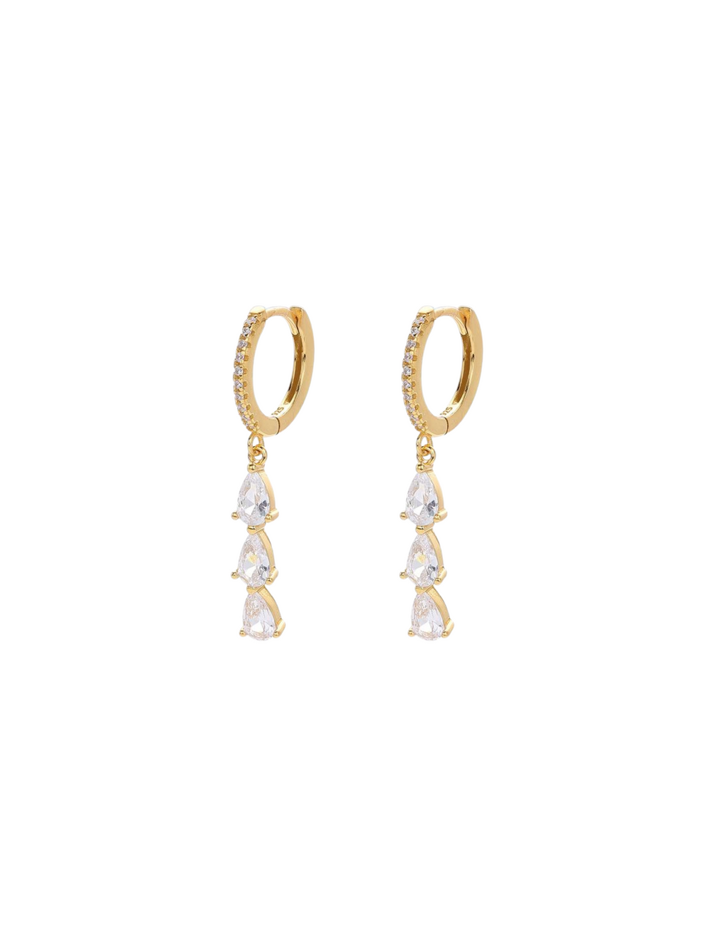 Par Arracada Con Triple Zirconia