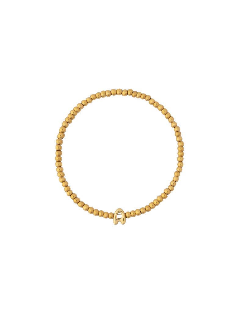 Pulsera Dorada Bolitas Con Inicial