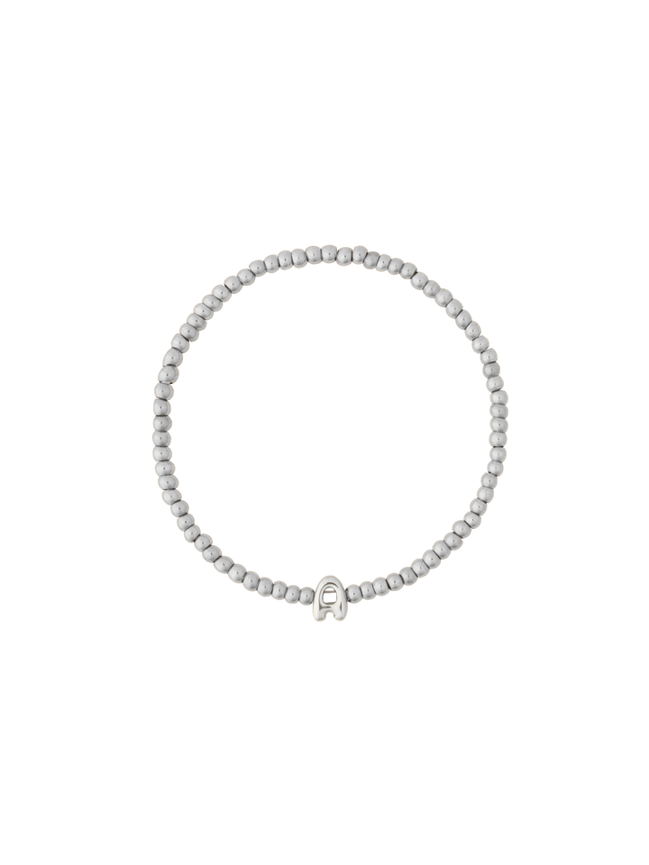 Pulsera Plateada Bolitas Con Inicial