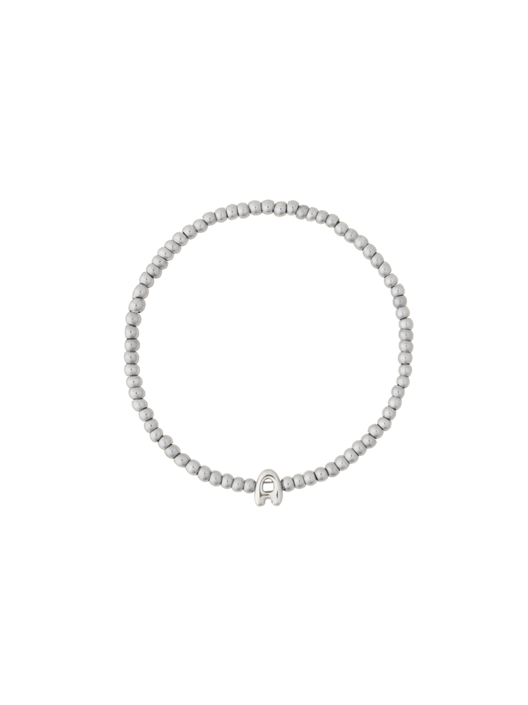 Pulsera Plateada Bolitas Con Inicial